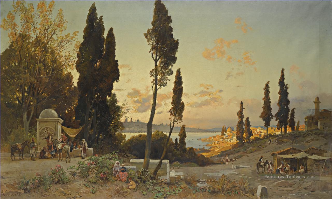 Vista sul Bosforo Costantinopoli Hermann David Salomon Corrodi paysage orientaliste Peintures à l'huile